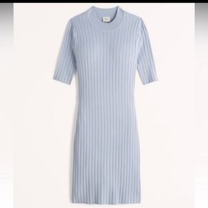 Abercrombie Mockneck Mini Sweater Dress Light Blue